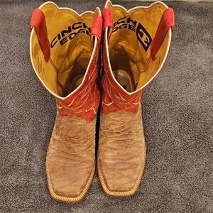Cinch Edge Men's Western Cowboy Boots - Red & Tan